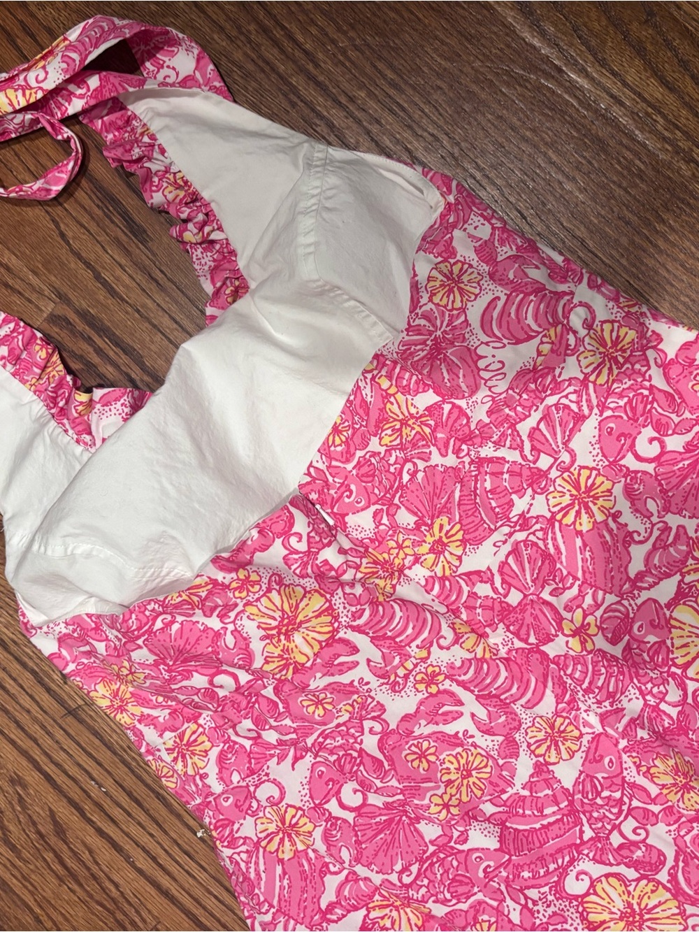 Lilly Pulitzer resort Pink and Yellow Halter chum bucket raffle Dress Sz 10 - Picture 9 of 9